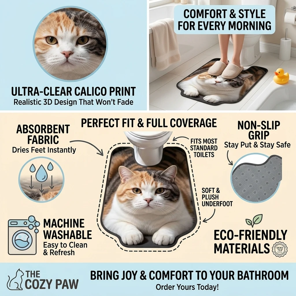 40×50CM Lifelike Animal Toilet Floor Mat Earth Non-slip Toilet Rug Water-absorbing Washable U-Shaped Toilet Floor Mat