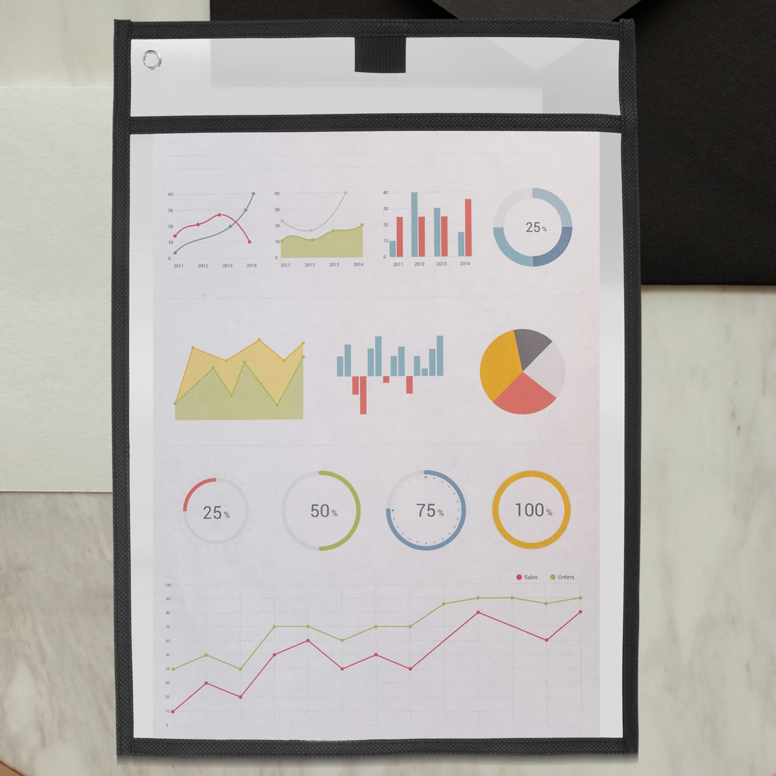 

6pcs Reusable Pvc Dry Erase Pockets With 6 Pens For Classroom Office Organization Clear Transparent Sleeves With Metal Eyelets,
