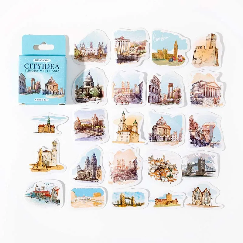 Cityidea Construção Adesivos Set, Diário Decoração, Handbook Colagem, Álbum de fotos, Scrapbook Artesanato, Auto-adesivos, 46pcs por caixa