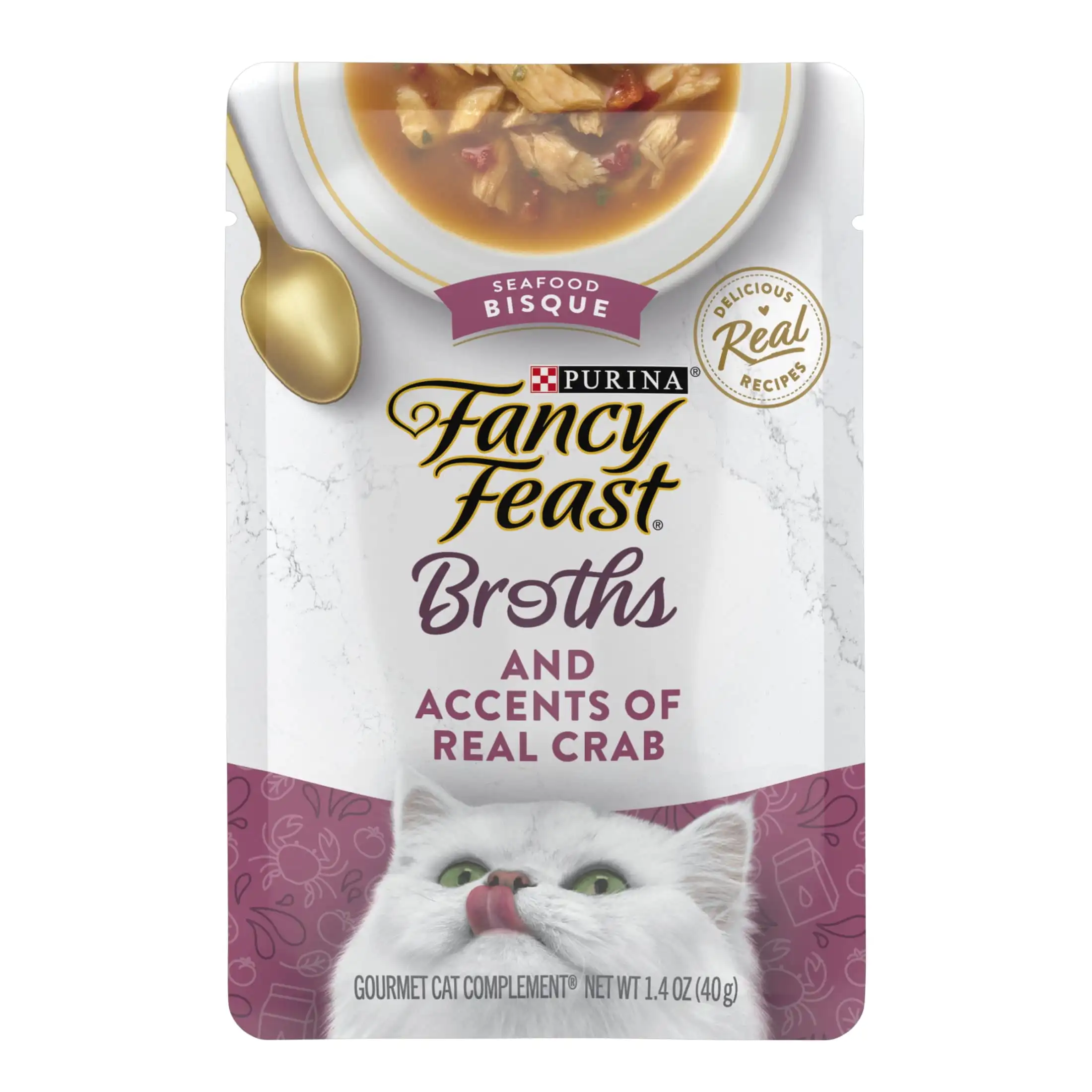 

Grain Free Cat Food Complements, Seafood Bisque & Real Crab, 1.4 oz. Pouches, 16 Count