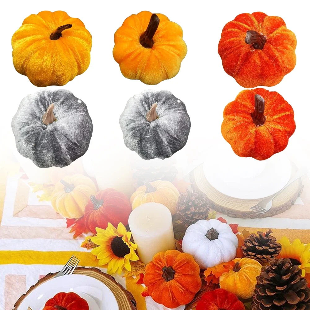 Simulation Flannel Pumpkin Decoration Halloween Colorful Cloth Pumpkin Decor 2024 Halloween New Year Home Decor Navidad