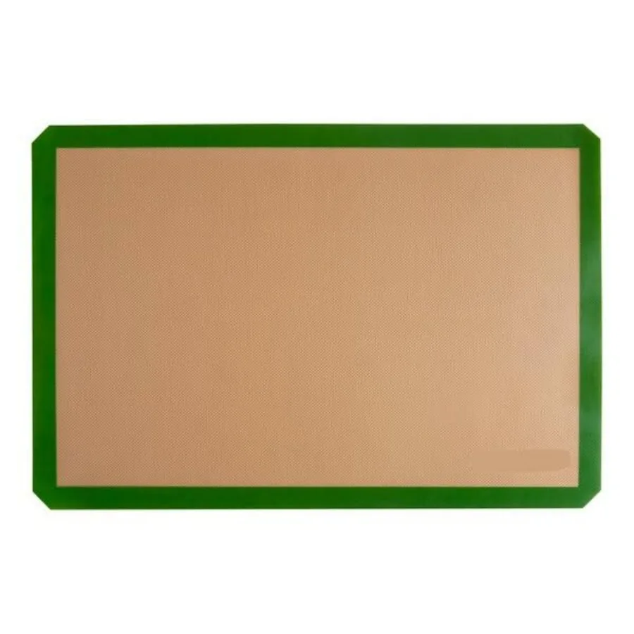 

Профессиональный силиконовый коврик для выпечки, антипригарный, полноразмерный, 16,5 x 24,5 дюйма, зеленая кайма, сверхпрочное стекловолокно для коммерческого набора