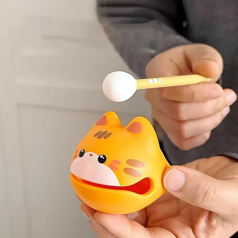 

1PcWooden Fish Drum Percussion Instrument,Mind Calming Desktop Ornament Animal Figurine Toy Plastic Lucky Cat Musical Instrument