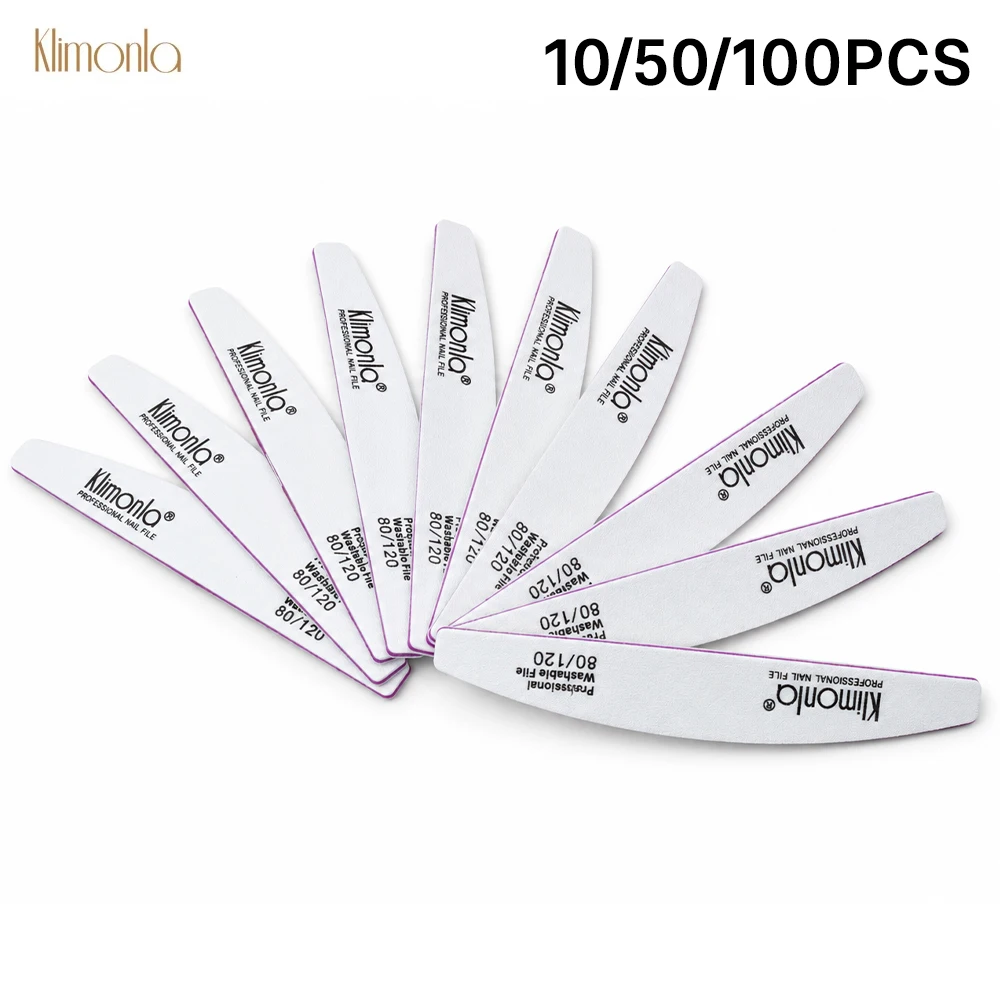 10/50/100Pcs Klimonla Nail Files Professional Durable Nail Art Files 80/120 Grit Emery Boards Manicure Files For Salon Supplies