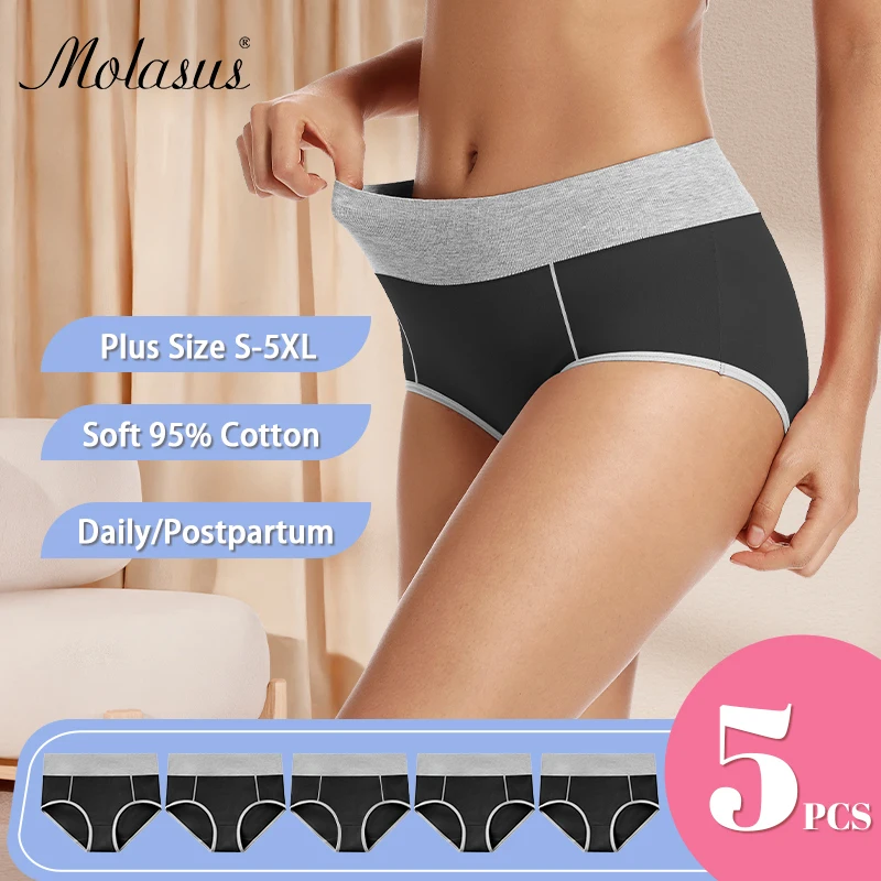 

Molasus Women Seamless Cotton Underwear Soft Maternity Briefs Ladies Waist Elasticity Belly Control Underpants Black Panties Set