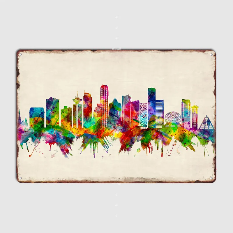 Home Decor Vancouver - Vancouver Canada Skyline Poster Metal Sign