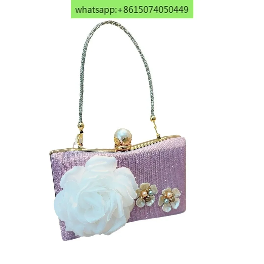 Exquisite pearl flower bag, crossbody dinner bag, niche handbag