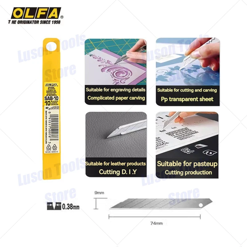 Original Japanese OLFA cutting blade 9mm small art blade 30 degree sharp and durable stainless steel blade for automotive film stationery, box