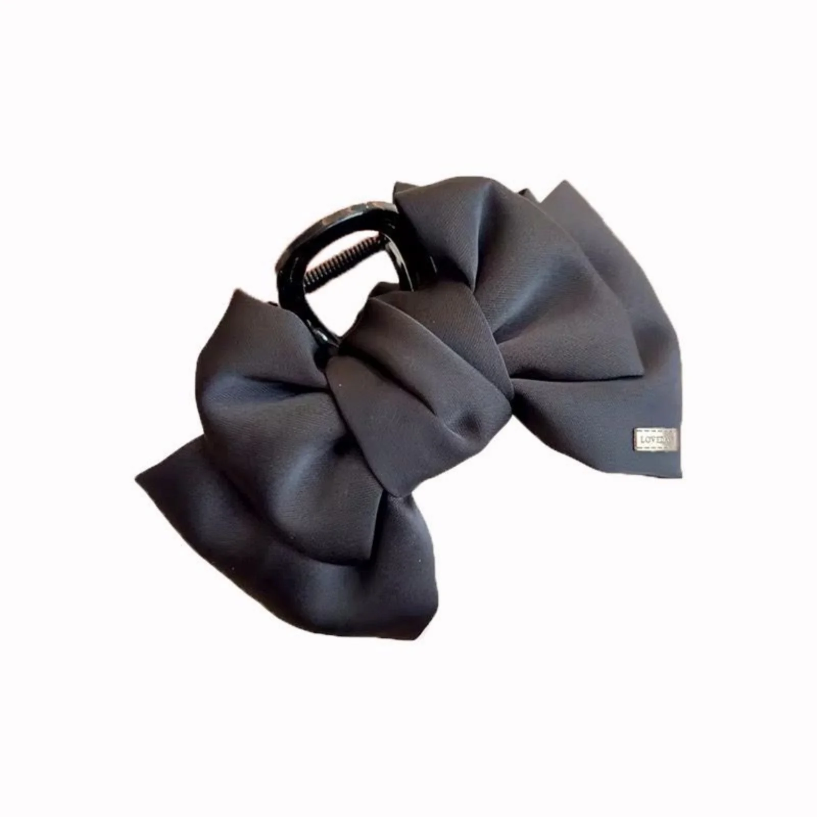 قطعة واحدة من مشابك شعر القوس الأنيقة، مشابك شعر كبيرة من الساتان، إكسسوارات شعر عصرية باللون الأسود والأبيض للنساء، مقابض للشعر يوميًا #5