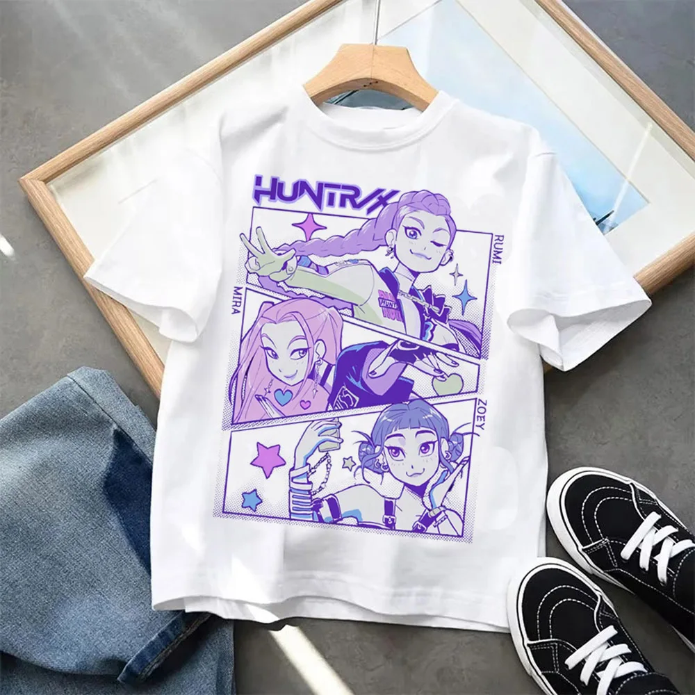 

Детская одежда Kpop Demon Hunters, футболка с короткими рукавами Kpop Demon Hunters Tiger Harajuku, футболка для мальчиков и девочек, подарок
