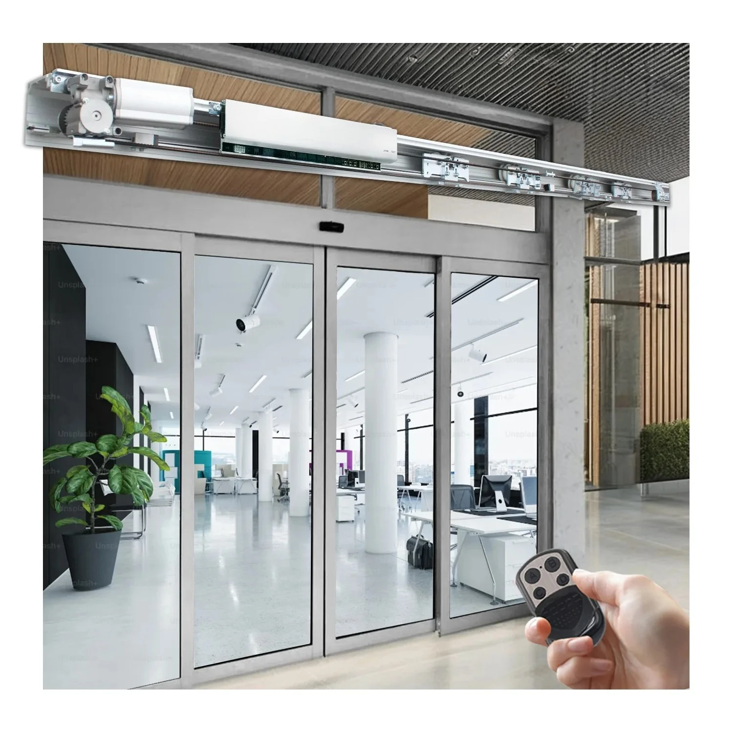 

Classic Compact design rail track 8cm Aluminium Glass Automatic Sensor Sliding Door for Entrance Shopping Door