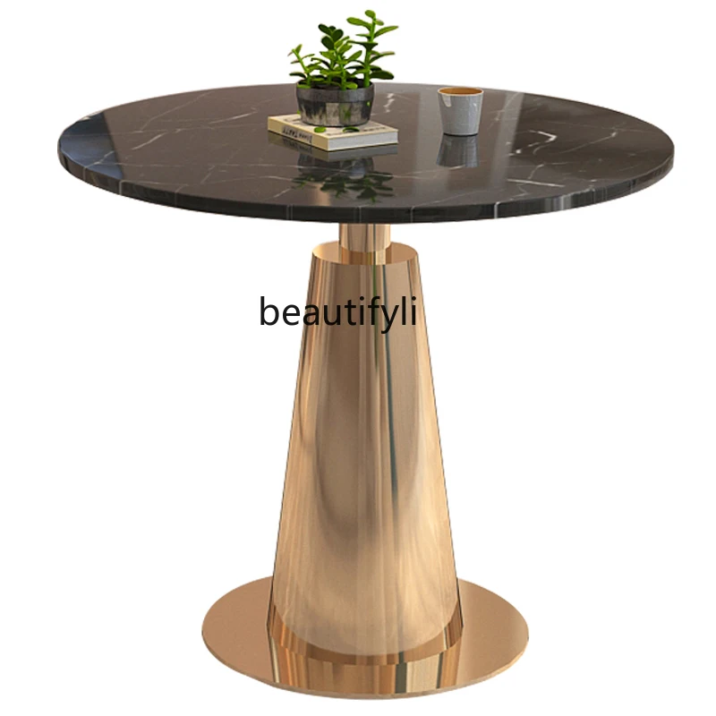 

HJ Small round Table Simple Modern Household Dining Table Nordic Western Restaurant Reception Negotiation Table and Chair