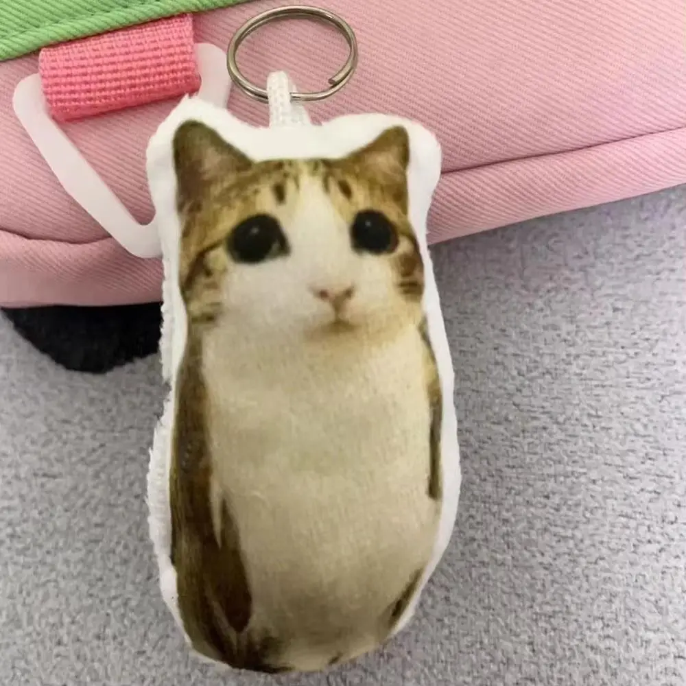 Funny With Sound Cat Voice Keychain Stuffed Animal Squeeze Meowl Keyring Kitten Cartoon Cat Plush Pendant Bag Pendant