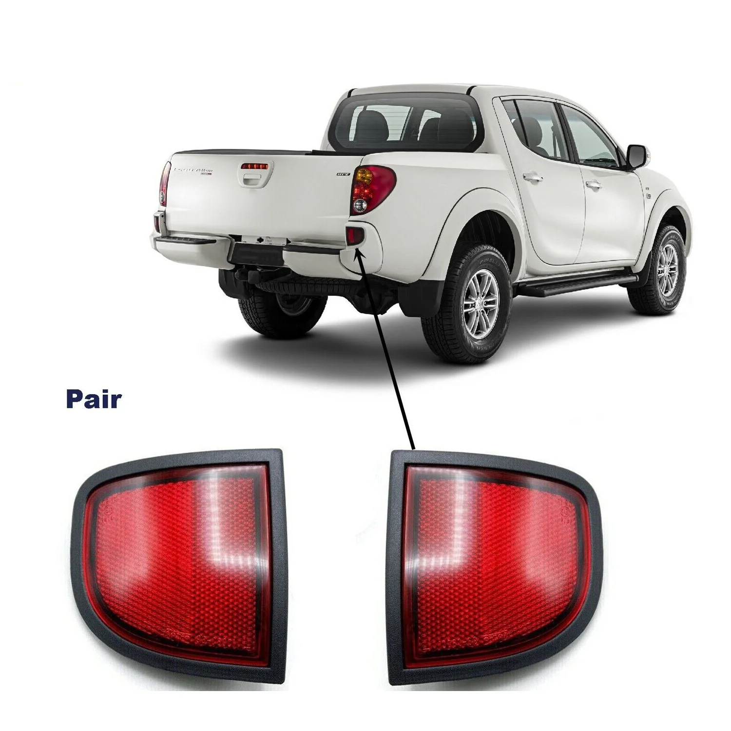 

2PCS Rear Bumper Reflector Light Red For Mitsubishi L200 2005-2015 Exterior Red Reflector Light Replacement Part Auto Parts