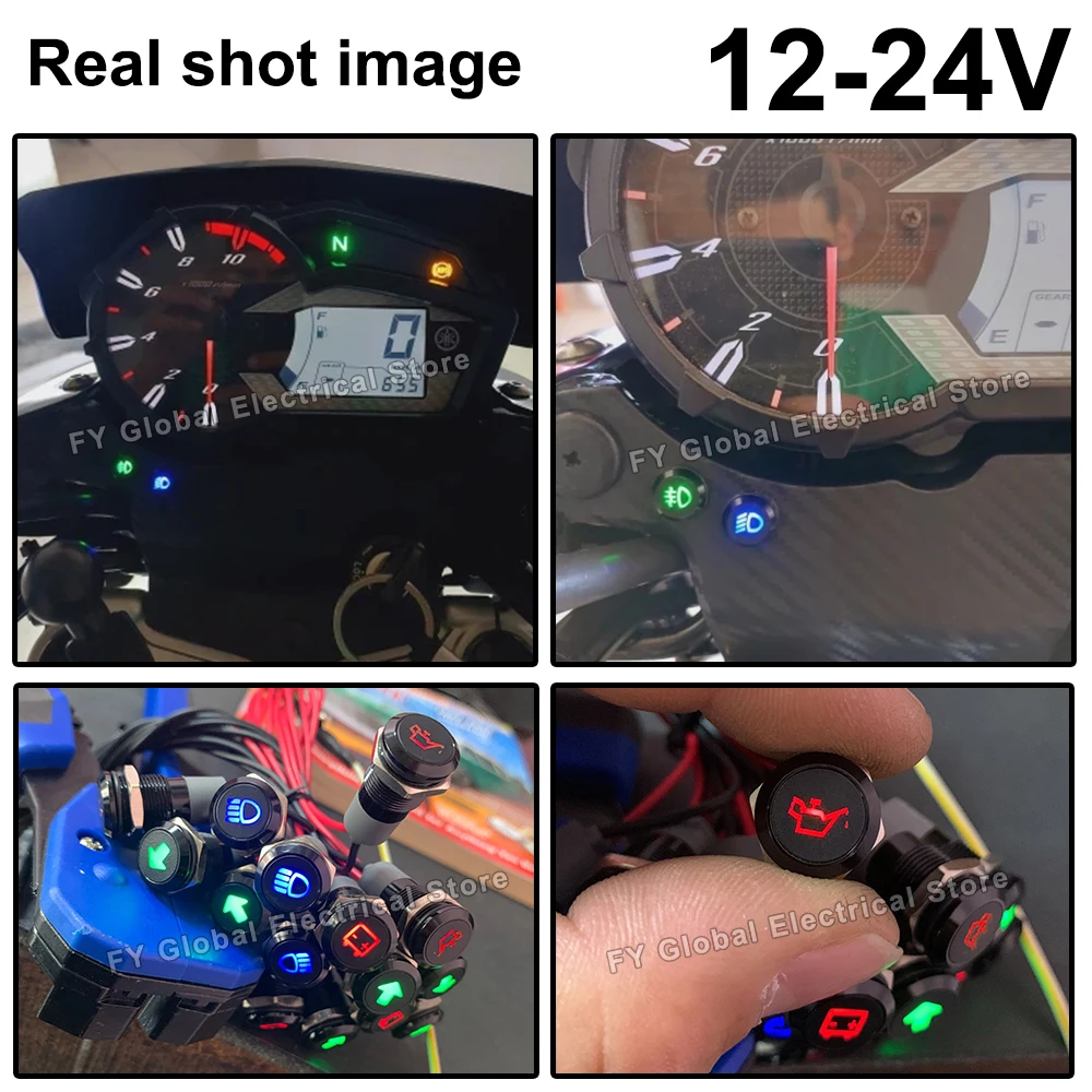 8/12/14MM Waterproof Lamp Indicator Light with Wire Car Instrument Pilot Lights Boat Warning Dashboard Turn Signal Customized