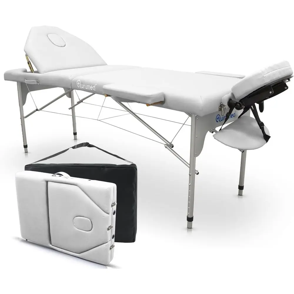 

Массажный стол Pro, 186x66 см, регулируемая высота, 2 секции, белая экокожа