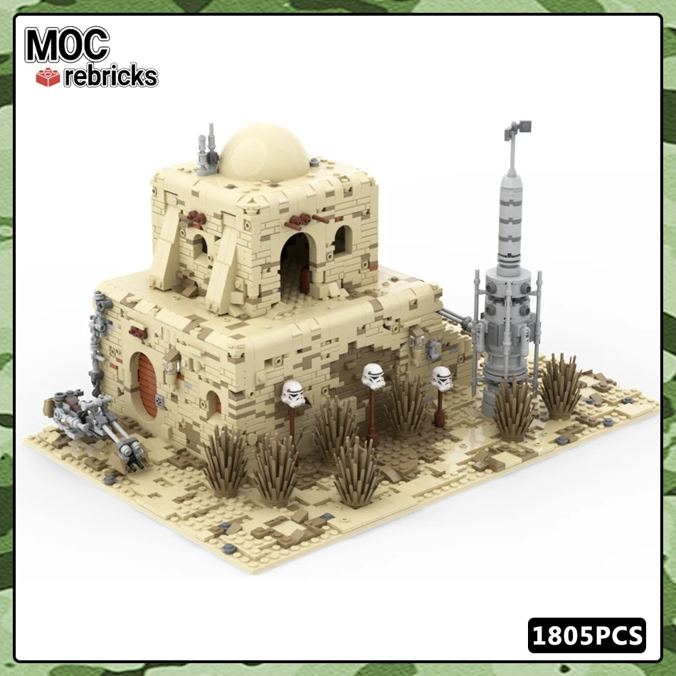 Série de guerra espacial deserto cidade base militar estação radar arquitetura moc bloco de construção casa diy modelo tijolo brinquedos fors presentes