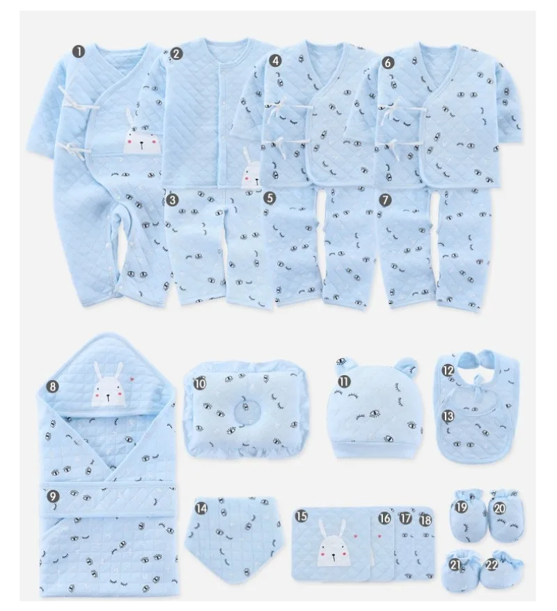 20/22 Pcs Newborn Clothes Rabbit Baby Gift Pure Cotton Baby Suit 0-6 Months Sping Autumn Winter Kids Clothes Set Unisex No Box