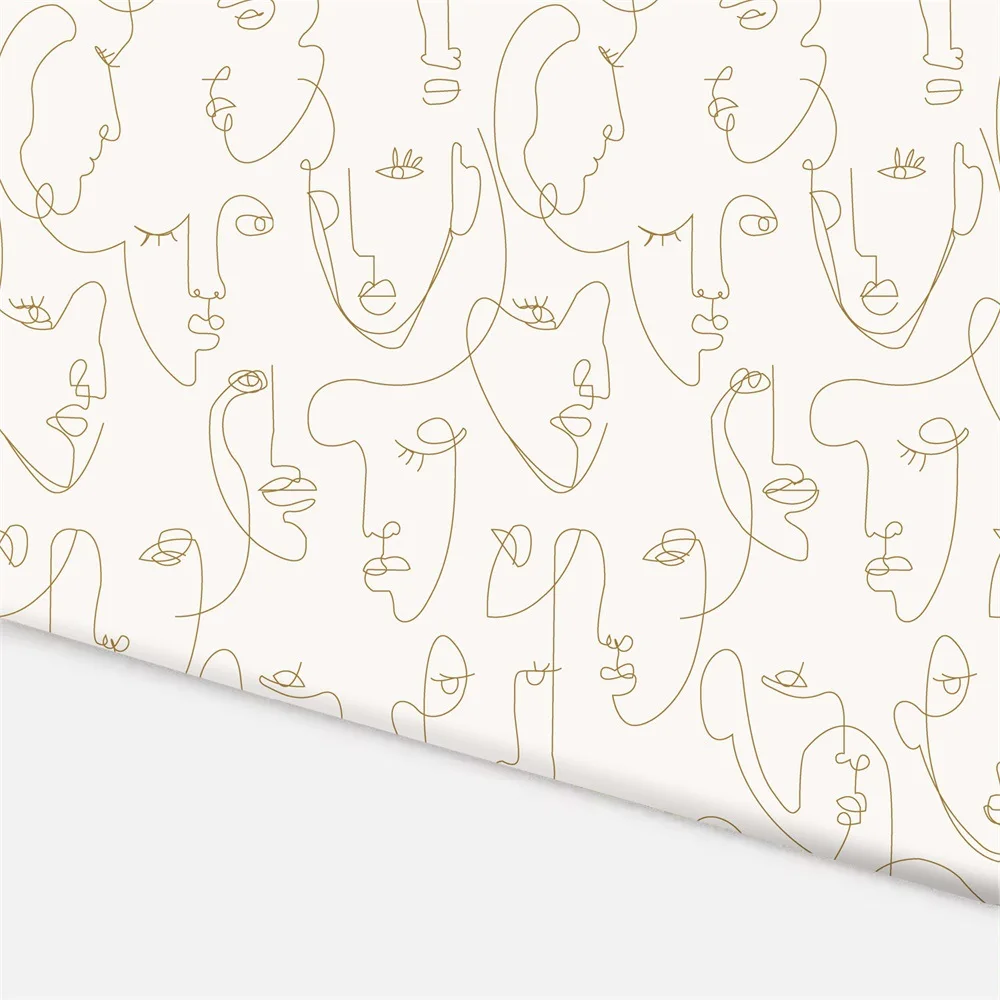 Sketch Lines Face Wallpaper Vinyl Self-Adhesive Wallpapers Facial Floral Lines Wall Stickers Bedroom Wall Home Decoration