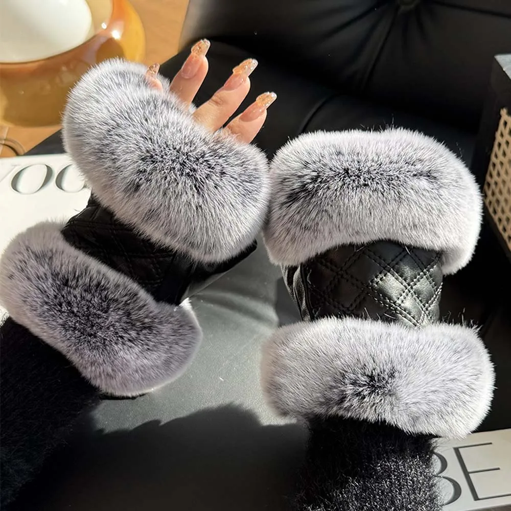 2025-winter-warm-gloves-with-soft-natural-rex-rabbit-fur-cuff-women's-geniune-leather-gloves-streetwear