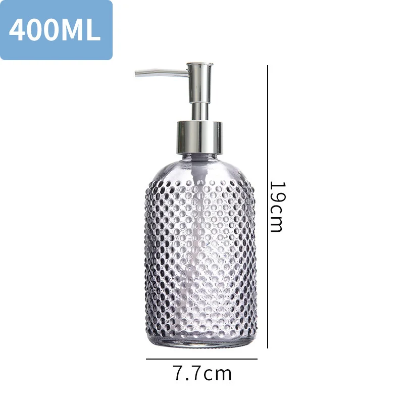 1Pc 400ml Bathroom Soap Dispenser Refillable Glass Hand Sanitizer Lotion Body Wash Shampoo Bottle Press Liquid Storage Container