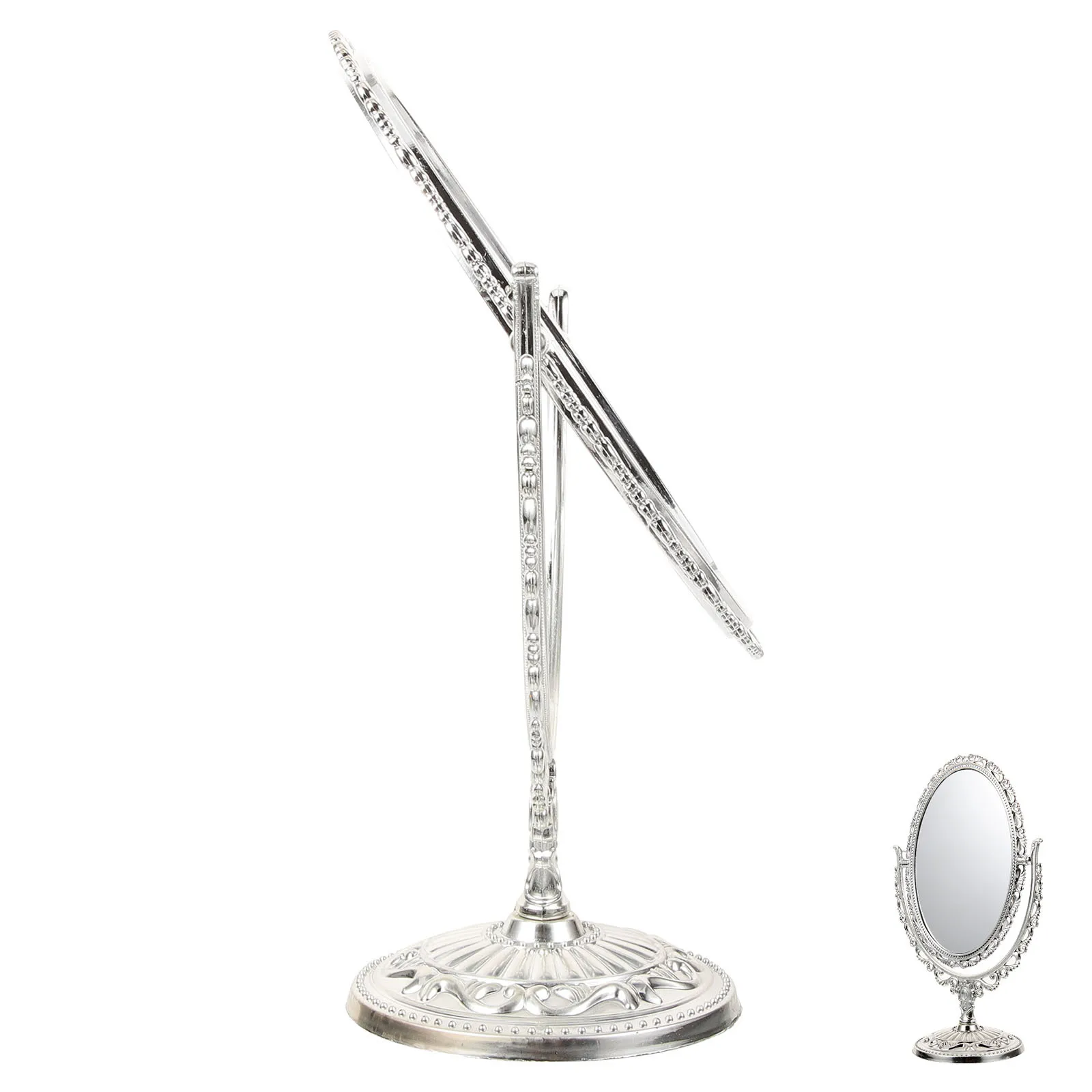 Spiegel dubbelzijdig zilver vintage make-up ijdelheid voor bureau tafelblad spiegels desktop