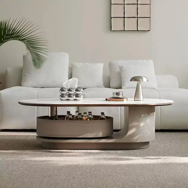 

Italian minimalist creative rotating microcrystalline stone simple saddle skin oval size apartment living room household