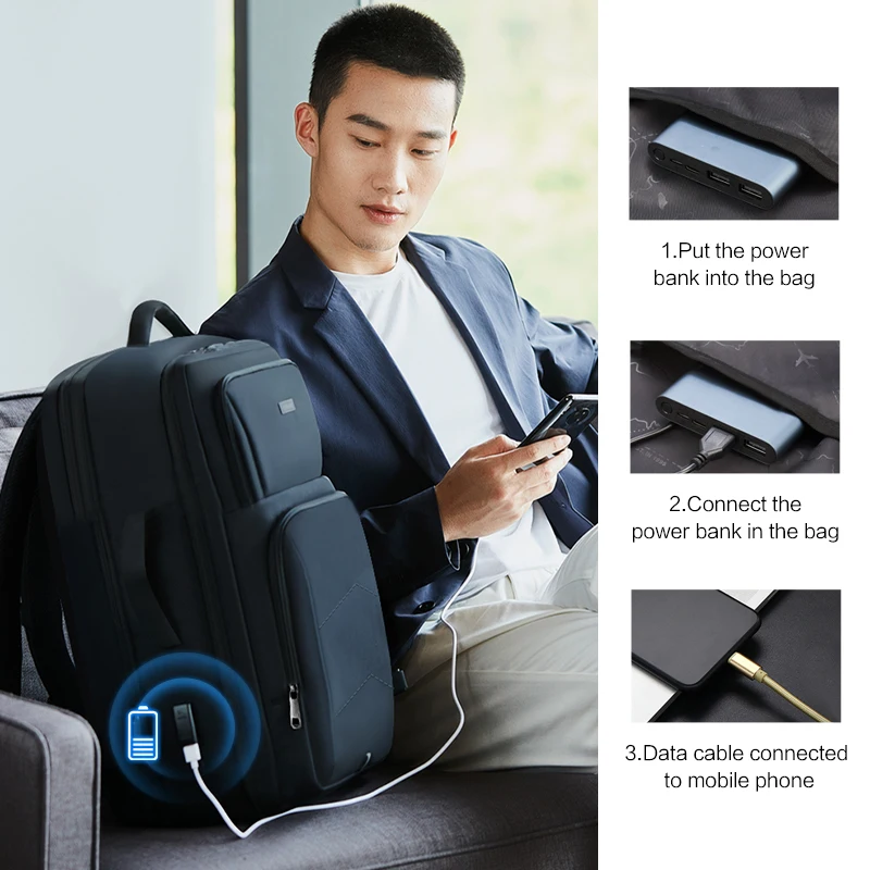 Imagem -05 - Oiwas-mochila Laptop Expansível de Grande Capacidade para Homens e Mulheres Bolsa de Computador Impermeável Usb Viagem de Negócios 17.