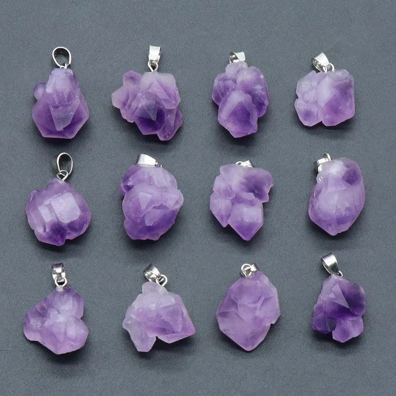 Pendentif en cristal naturel pour collier personnalisé bricolage, véritable pierre irrégulière, bijoux de mode violets, cadeau porte-bonheur de guérison, Alanding Yst