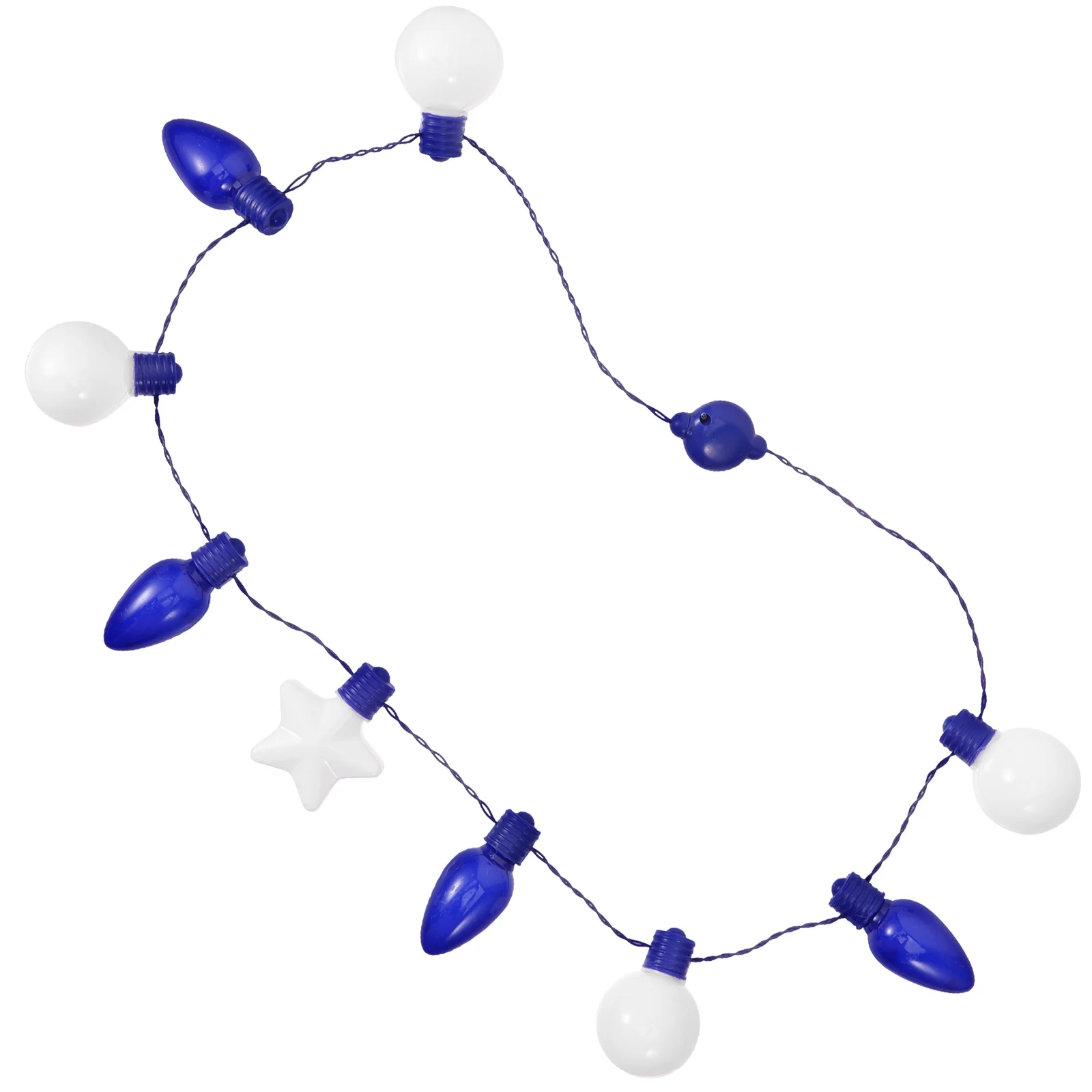 

LED Glowing Light String 9 Lamp Bulb Necklace Decorative Hanukkah Party Girls Props Festive Season Accessories