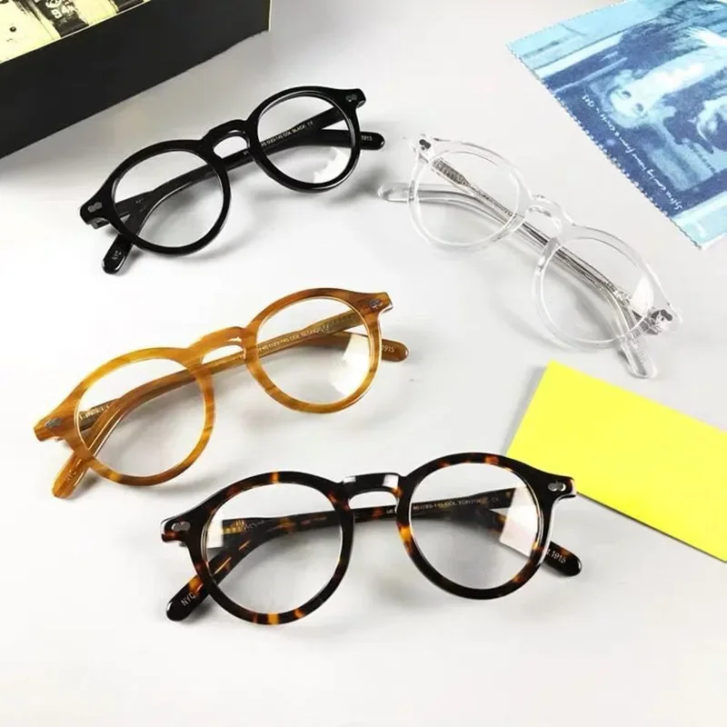 Brand Designer Johnny Depp Miltzen Glasses Frame Men Women High Quality Imported Acetate Eyeglasses Prescription Eyewear 46mm