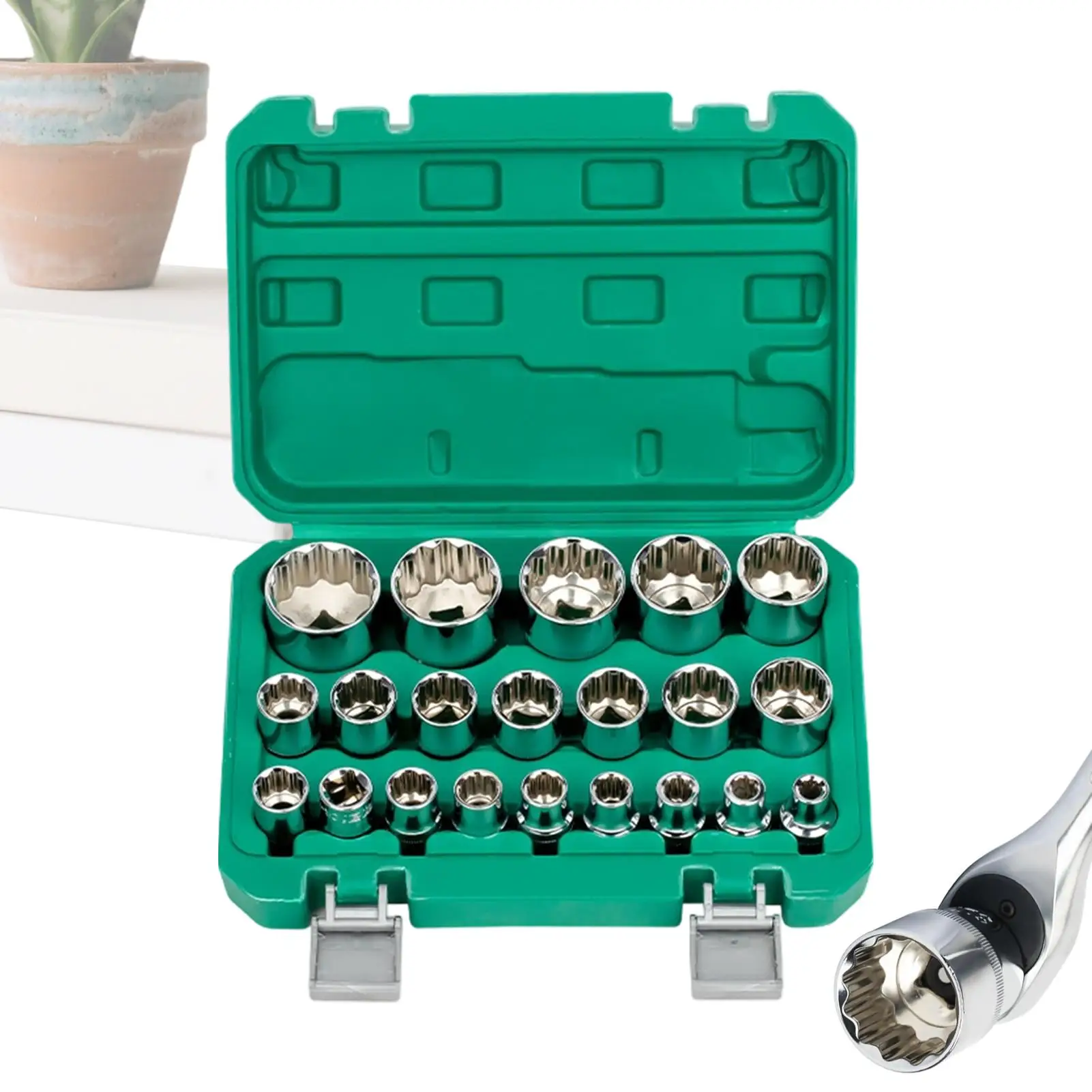 

Car Repair Socket Kit Alloy Steel Heavy Duty 12-Point Plum Blossom Socket Tool For Home Garage Industrial Maintenance Workshop