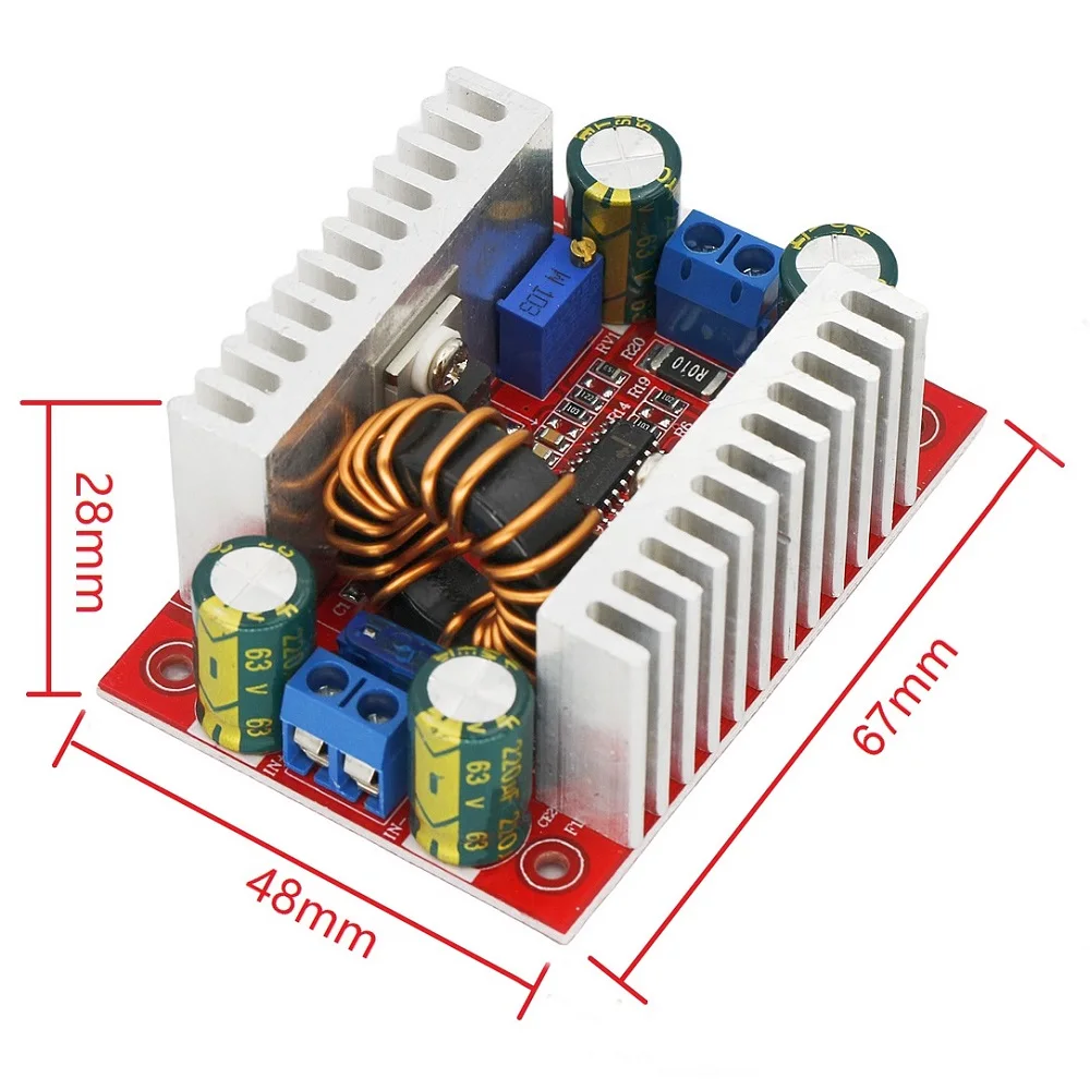 Przetwornica DC-DC 400W 15A Step-up Boost Converter, zasilacz prądu stałego, sterownik LED, moduł podwyższający napięcie 8.5-50V do 10-60V, ładowarka. — zdjęcie 6