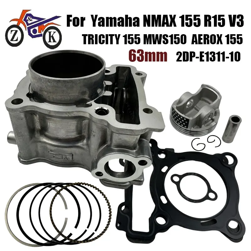 63mm Big Bore Motorcycle Cylinder Kit for Yamaha N-MAX 155 Aerox TRICITY R15 NVX 155cc to 183cc Racing Scooter Parts Replacement
