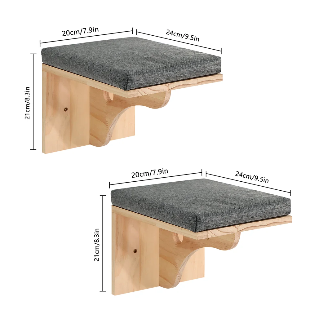 Voorgevormd kattenrek en aan de muur gemonteerde kattenstrip met kussens, aan de muur gemonteerd kattenmeubilair om te slapen, spelen, klimmen