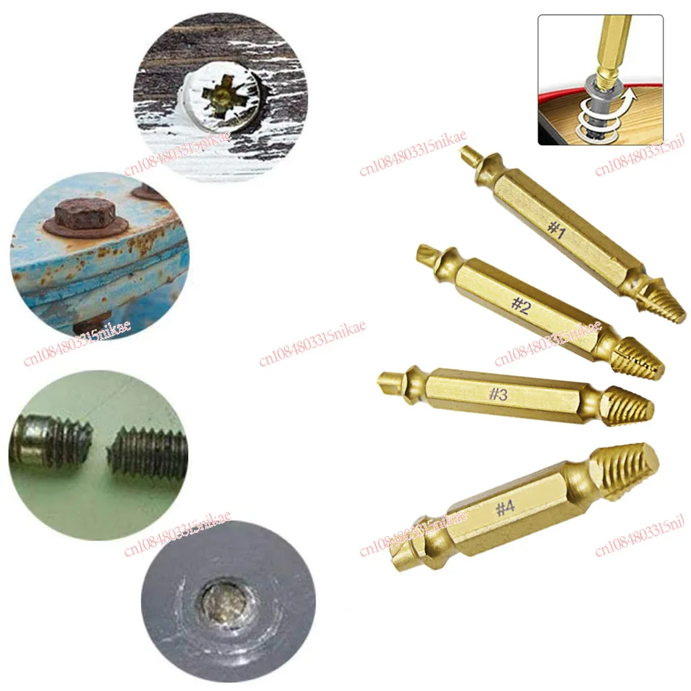 6-piece high carbon steel titanium coated screw break bolt extractor set