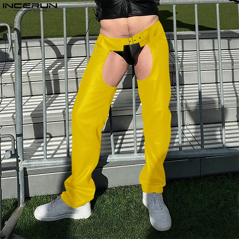 INCERUN Männer Hosen Einfarbig Aushöhlen Sexy Jogger Persönlichkeit Hosen Männer Streetwear 2025, Mode Party Casual Lange Hosen