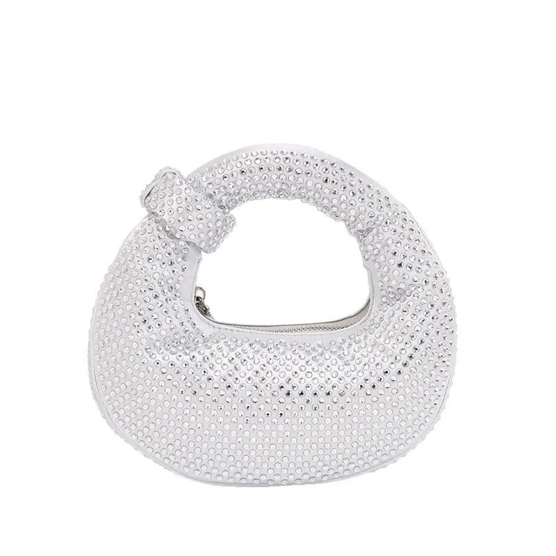 Fashion Handbag Shiny Dinner Bag Full Of Diamonds Design Rhinestones Round Ladies Handbag Niche Designer Geometric Shoulder Bag