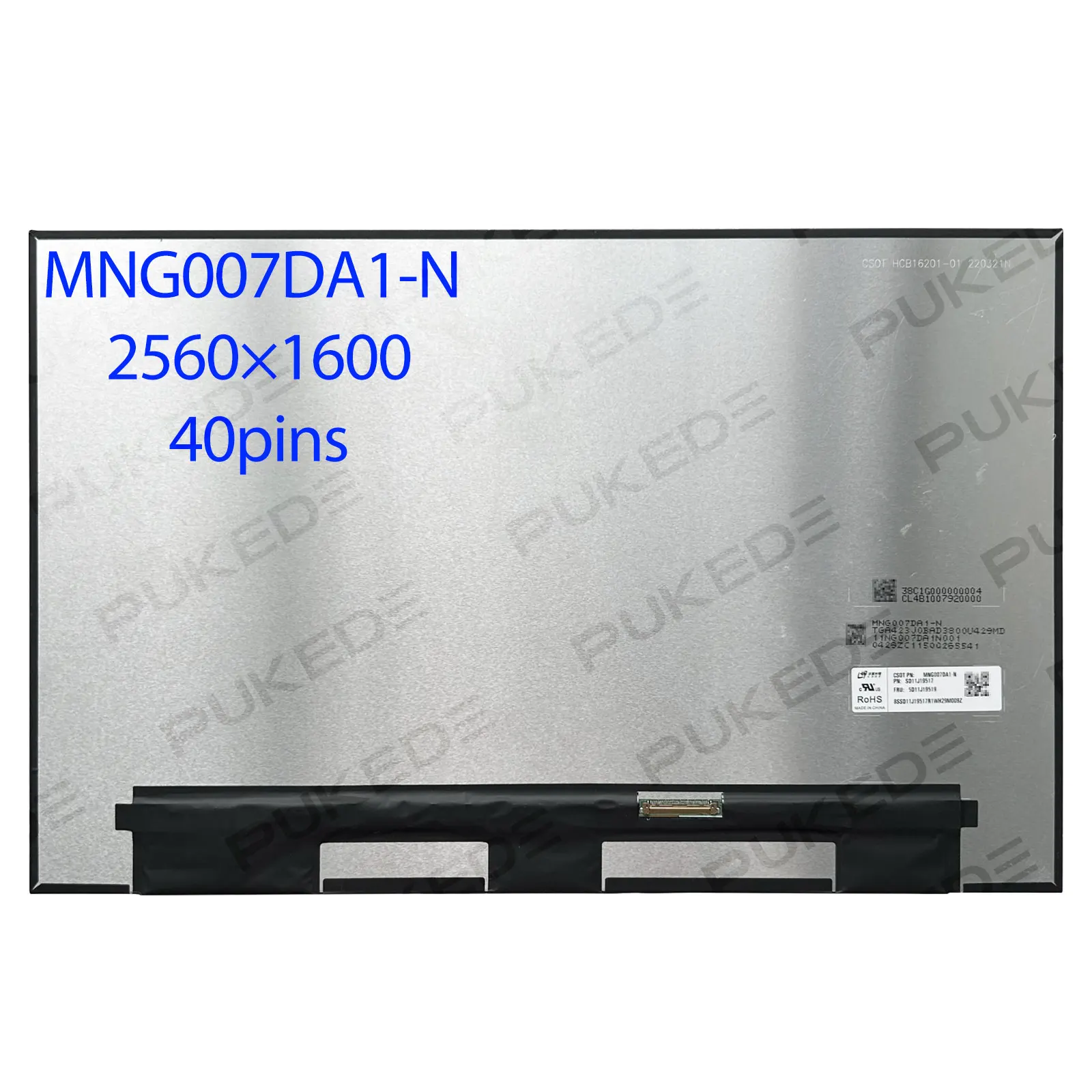 

16.0"inch IPS Laptop lcd screen MNG007DA1-N NE160QDM-N63 for Lenovo IdeaPad Yoga 7 16IAP7 Flex 5 16IRU8 82Y1 2560×1600 edp 40pin