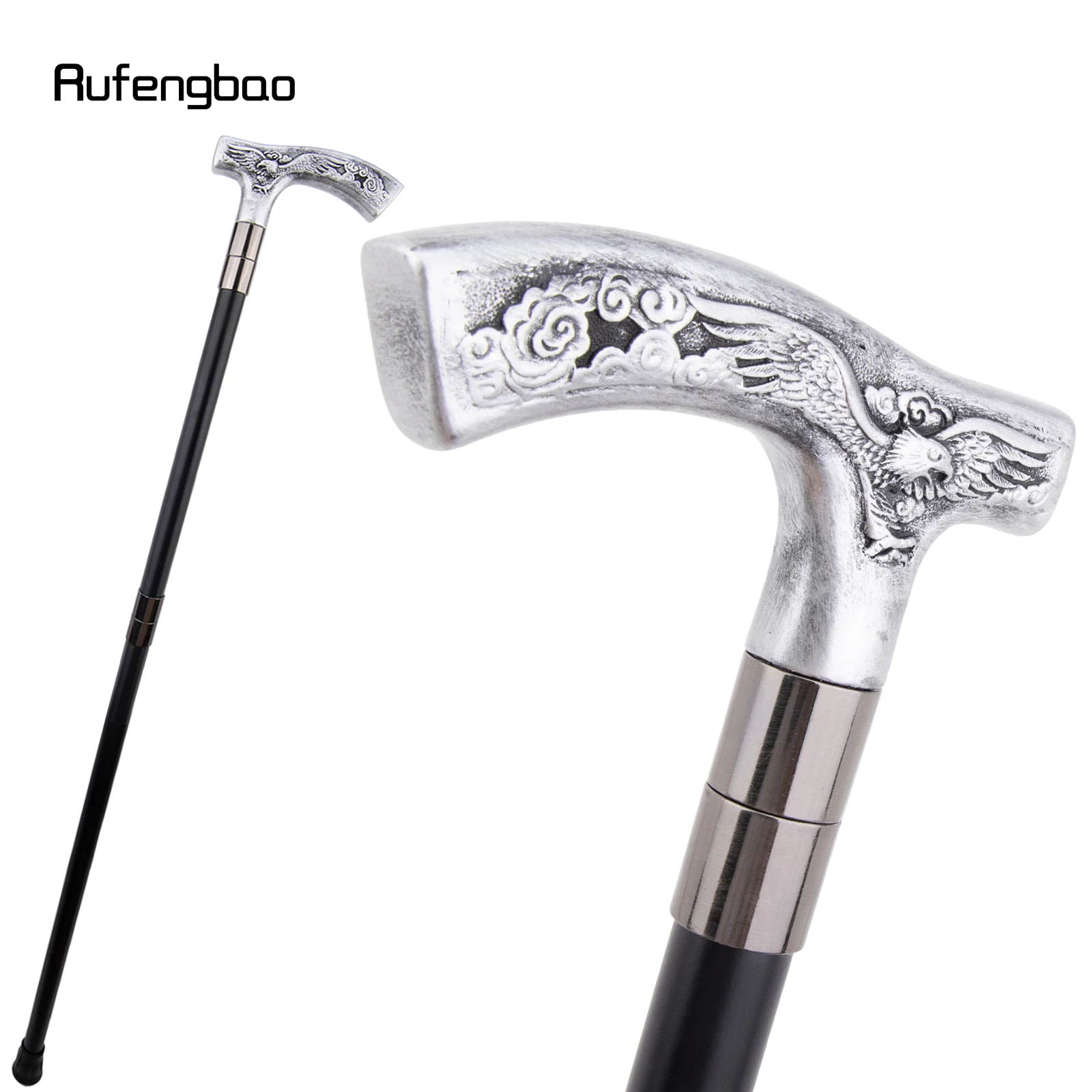 

Silver Resin Eagle Walking Cane Fashion Decorative Steel Stick Gentleman Elegant Cosplay Cane Knob Crosier 93cm