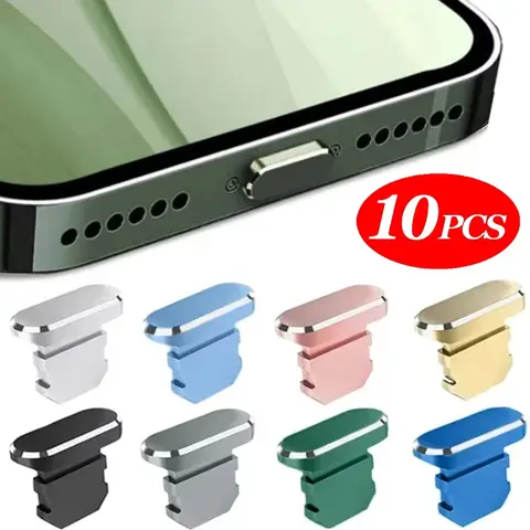 2-10pcs Metal Anti Dust Plug 8pin Charging Port Dustproof Cover Stopper For iPhone 14 13 12 Pro Max Airpods iPad Alloy Dustplugs