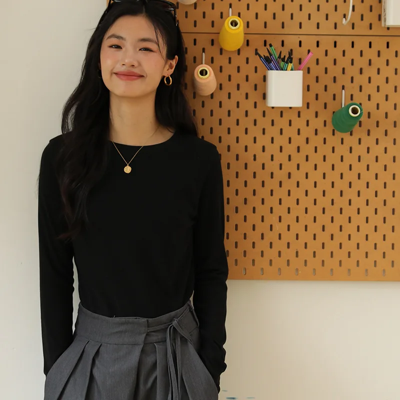 

Women's Clothing Base Layer Coconut Fleece U Collar Autumn and Winter Sanding Innerwear T Long Sleeves Waist-Cinching