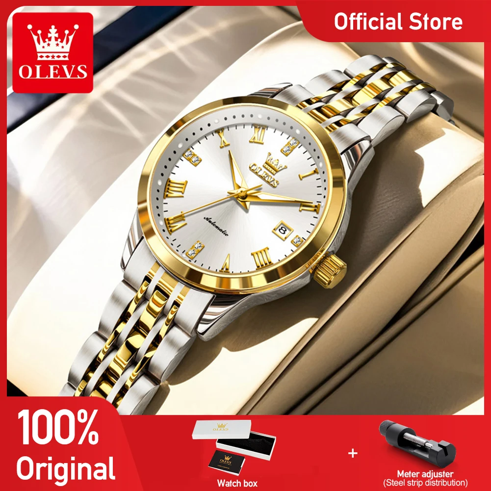 

OLEVS Watches Woman 7062 Original Fashion Mechanical Watch Stainless Steel Waterproof Luminous Date Watches For Women Reloj