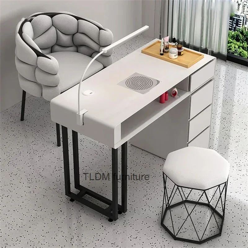 

Modern Professional Manicure Table Single And Double Light Luxury Nail Tech Table Multifunctional manicure nail table station