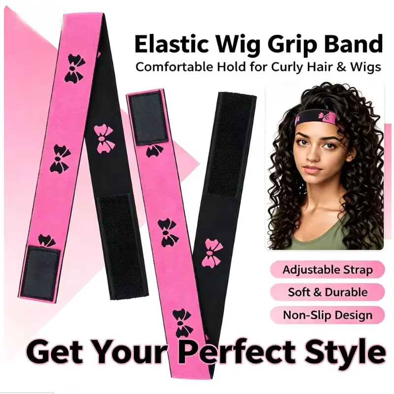 Fashion Hair Elastic Band For Wigs Adjustable Edge Scarf Elastic Headband With MagicTape for Women Lace Wigs