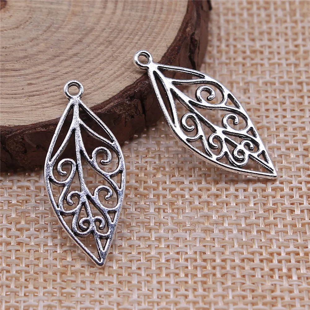10pcs 28*12MM Dual-tone Leaf Charms Handmade Pendants for DIY Jewelry Making EF4235