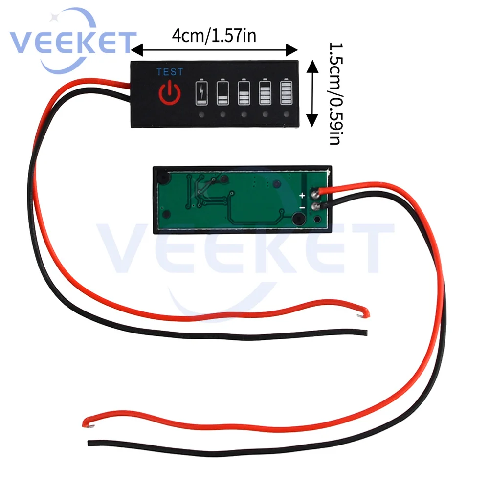 For Wide Range of Batteries 5LED Indicators Anti-reverse Connection More Intuitive Display Lithium Battery Pack Power Indicator