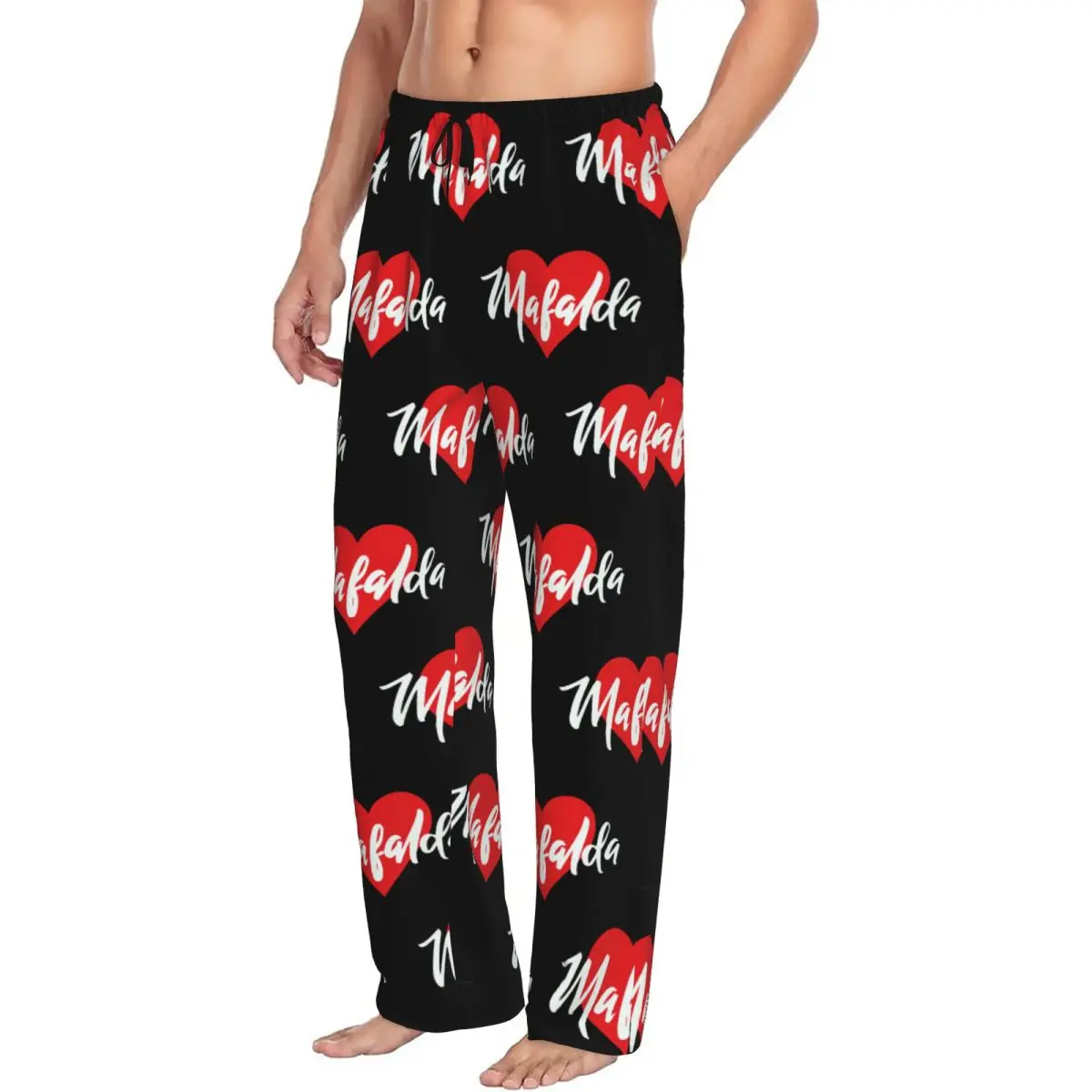 Custom Men's Mafaldas Hot Cartoon Love Pajama Pants Printed Sleep Sleepwear Bottoms with Pockets