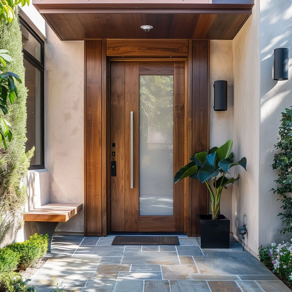 Porte in alluminio con rottura termica Porta battente esterna moderna per villa con venature del legno per porta d'ingresso di sicurezza domestica del cortile della casa