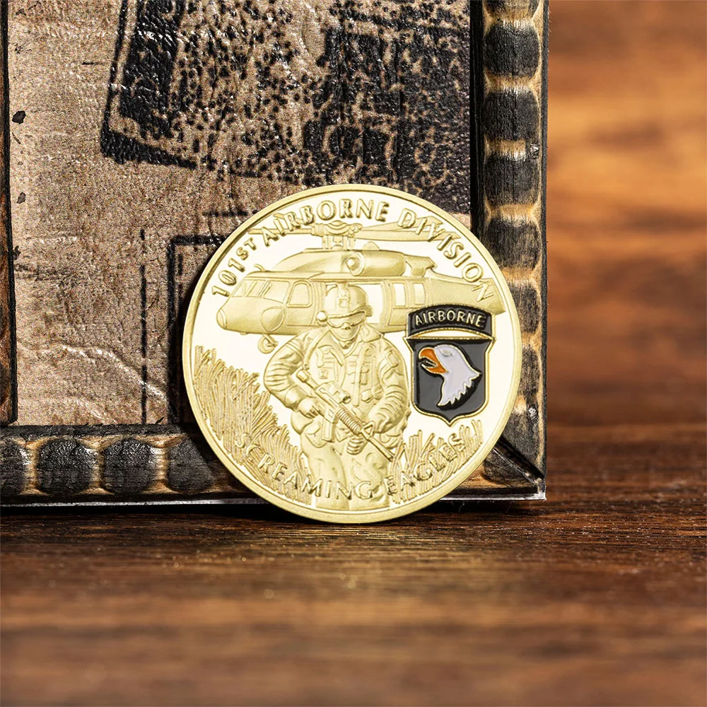 عملة تذكارية للفرقة 101st المحمولة جواً للجيش الأمريكي، لوحة ذهبية، مراوح عسكرية، عملات معدنية قابلة للجمع